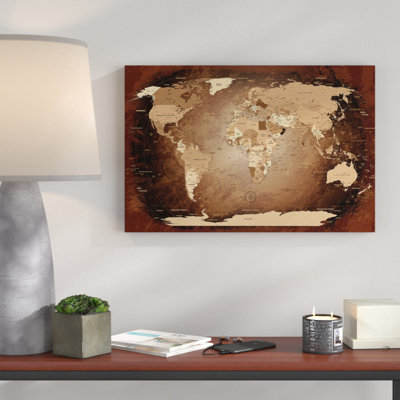 Küstenhaus Leinwandbild "World Map Antik - Deutsch", Grafikdruck in